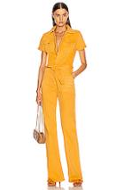 Frame Le Flare De Francoise Belted Jumpsuit In Yellow