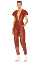 Zeynep Arcay V-neck Leather Jumpsuit In Red