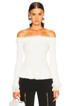 Jonathan Simkhai Pleated Off Shoulder Top In White