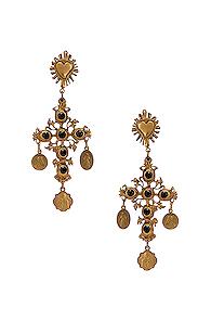 Dolce & Gabbana Black Crystal Cross Drop Earrings In Metallic