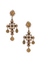 Dolce & Gabbana Black Crystal Cross Drop Earrings In Metallic