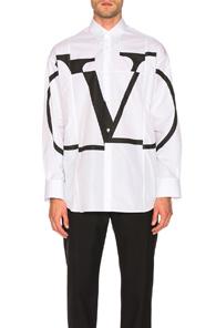 Valentino Logo Long Sleeve Shirt In White
