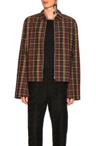 Wales Bonner Zip Up Jacket In Checkered & Plaid,brown
