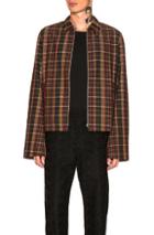 Wales Bonner Zip Up Jacket In Checkered & Plaid,brown