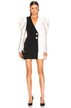 David Koma Gigot Sleeve Tailored Dress In Black,white