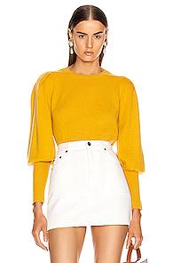 Jonathan Simkhai Cashmere Puff Sleeve Sweater In Yellow