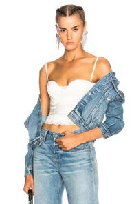 Grlfrnd For Fwrd Taylor Fitted Crop Jacket In Denim Medium