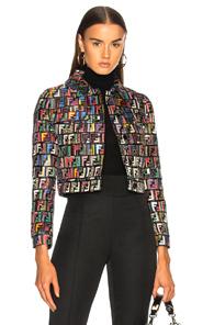 Fendi Ff Jacquard Jacket In Abstract,black,red