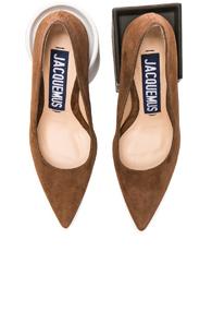 Jacquemus Block Heel Suede Pumps In Brown