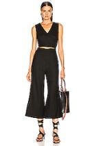 Enza Costa Linen Wrap Front Jumpsuit In Black