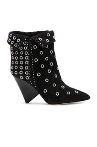 Isabel Marant Studded Suede Lakky Ankle Boots In Black