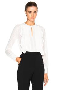 See By Chloe Double Ruffle Top In White