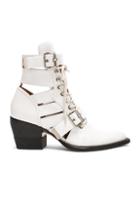 Chloe Leather Rylee Lace Up Buckle Boots In White