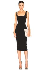Victoria Beckham Dense Rib Deep Back Fitted Dress In Black