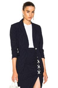 Veronica Beard Taylor Lace Up Side Blazer In Blue,stripes