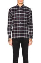 Burberry George Small Scale Checkered Flannel In Blue,plaid