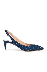 Valentino Rockstud Spike Sling Back Heels In Blue