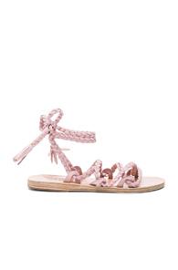Ancient Greek Sandals Suede Kariatida Sandals In Pink