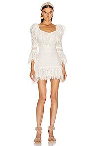 Raisa&vanessa Ruffled Fringe Mini Dress In White