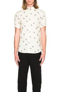 Alexander Mcqueen Short Sleeve Skull Shirt In Neutrals,abstract