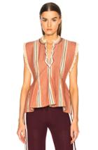 Isabel Marant Etoile Drappy Summer Stripes Blouse In Red,neutrals,stripes