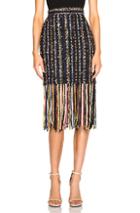 Msgm Heavy Tweed & Embroidery Skirt In Black,stripes