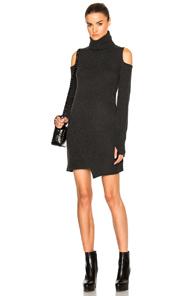 Pam & Gela Cold Shoulder Sweater Dress In Gray