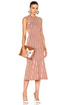 Victoria Beckham Wide Stripe Intarsia Fitted Kick Dress In Stripes,orange,white