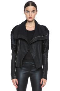 Rick Owens Monkey Sleeve Leather Jacket In Black