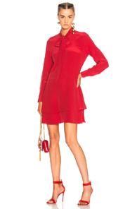 Equipment Natalia Tie Neck Dress In Red