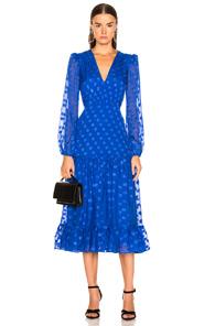 Saloni Devon Dress In Blue,polka Dots