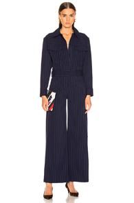 Norma Kamali Oversized Jumpsuit In Blue,stripes