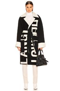 Helmut Lang Logo Coat In Black,neutral