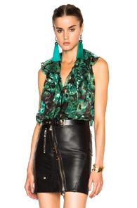 Lanvin Devore Leopard Top In Green,floral