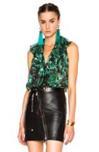 Lanvin Devore Leopard Top In Green,floral
