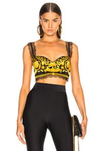 Versace Printed Bra Top In Yellow