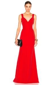 Victoria Beckham Double Crepe Camisole Floor Length Dress In Red