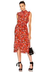 Erdem Sebla Convertine Crepe De Chine Dress In Floral,red