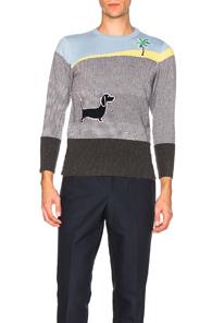 Thom Browne Beach Story Cashmere Intarsia Story In Gray