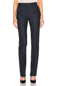 Victoria Beckham Prince Of Wales Wool Slim Leg Trousers In Blue,checkered & Plaid