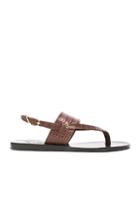 Ancient Greek Sandals Croc Embossed Leather Zoe Sandals In Brown,animal Print