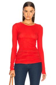 Enza Costa Rib Long Sleeve Tee In Red