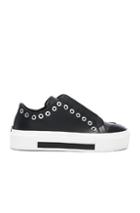 Alexander Mcqueen Eyelet Leather Platform Lace Up Sneakers In Black