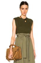 Adam Lippes Ribbed Cropped Crewneck Sweater In Green