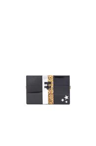 Edie Parker Small Vintage Trunk Clutch In Metallics,black,stripes