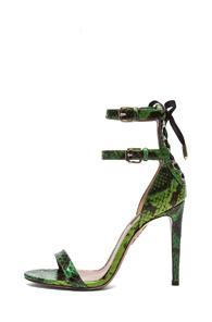 Aquazzura Saharienne Elaphe Snakeskin Heels In Green,animal Print
