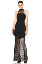 Nicholas Mosaic Lace Halter Maxi Dress In Black