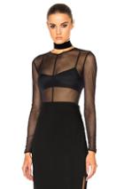 Ann Demeulemeester Long Sleeve Tulle Bodysuit In Black