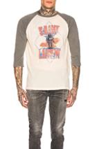 Saint Laurent Graphic Long Sleeve Tee In Green,neutral