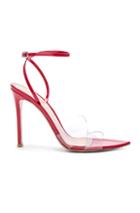 Gianvito Rossi Patent & Plexi Stark Ankle Strap Sandals In Red